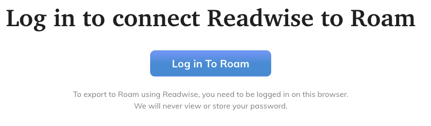 Readwise Roam Export Login