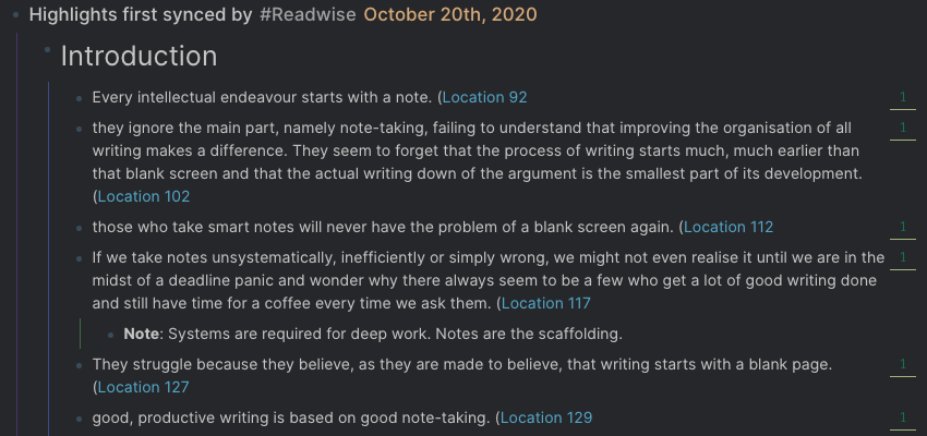 Roam Research How to Take Smart Notes Highlights
