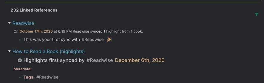 Roam Research Readwise Linked References