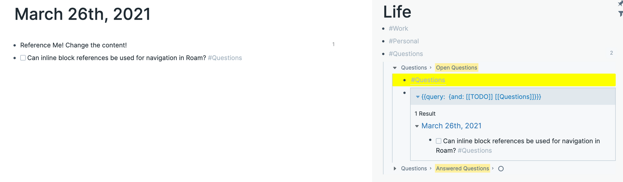 Inline Block Reference for Open Questions