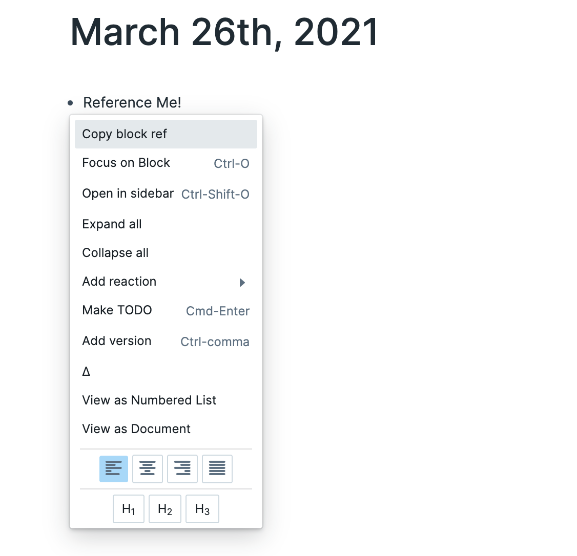 Copy Block Reference Menu