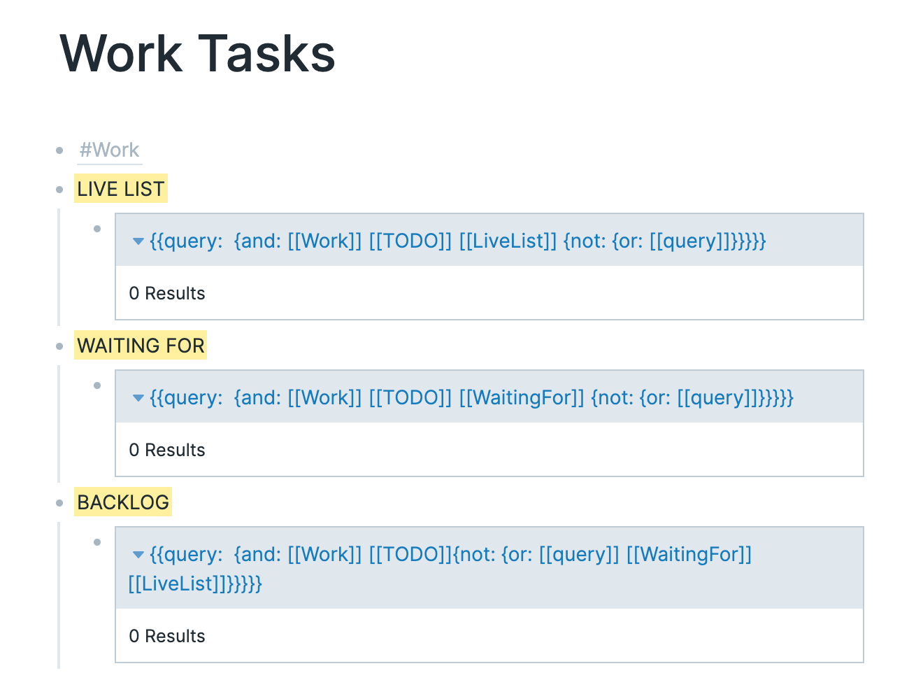 Work Tasks Page