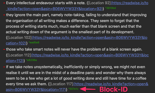 Obsidian Block Reference ID