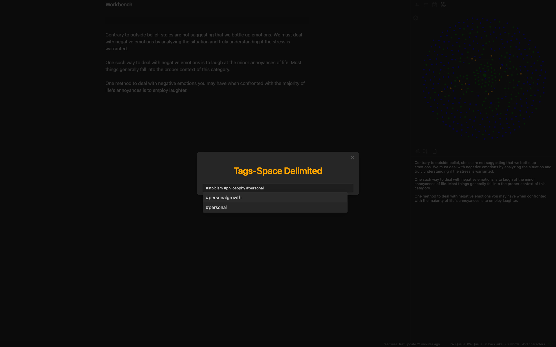 Permanent Note Tag Modal